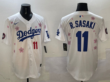 Men's Los Angeles Dodgers #11 Roki Sasaki White 2025 Tokyo Series Limited Stitched Baseball Jersey