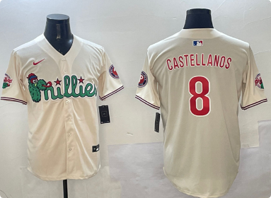 Men's Philadelphia Phillies #8 Nick Castellanos Cream Phanatic Limited Stitched Jersey