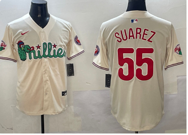 Men's Philadelphia Phillies #55 Ranger Suárez Cream Phanatic Limited Stitched Jersey