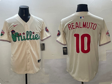 Men's Philadelphia Phillies #10 J.T. Realmuto Cream Phanatic Limited Stitched Jersey
