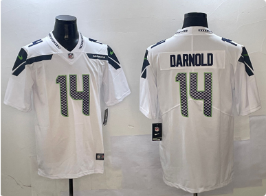 Men's Seattle Seahawks #14 Sam Darnold White 2025 Vapor Limited Football Stitched Jersey