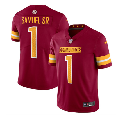 Men's Washington Commanders #1 Deebo Samuel Sr  2025  Vapor Limited Football Stitched Jersey
