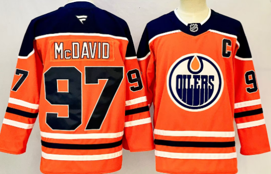 Men's 97 Connor McDavid orange stitched Fanatics JERSEY