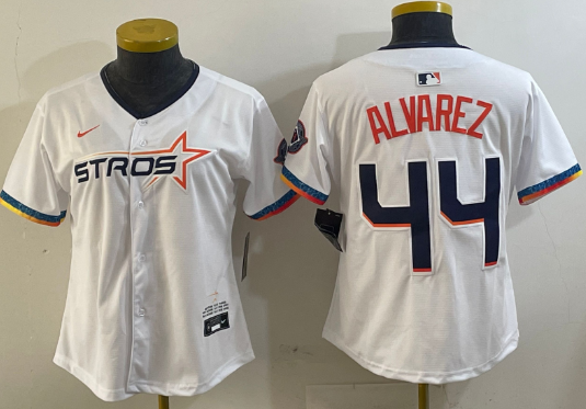 Women's Houston Astros #44 Yordan Alvarez White 2025 City Connect Limited Stitched Baseball Jersey(Run Small)