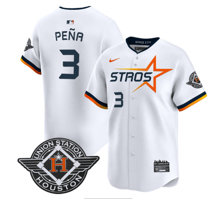 Men's Houston Astros #3 Jeremy Pena White 2025 City Connect Limited Stitched Baseball Jersey