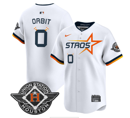 Men's Houston Astros #0 Orbit White 2025 City Connect Limited Stitched Baseball Jersey