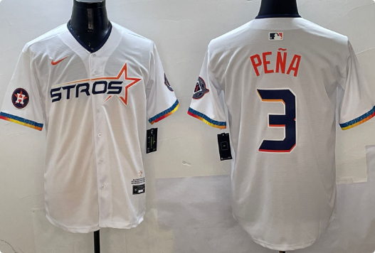 Men's Houston Astros #3 Jeremy Pena White 2025 City Connect Limited Stitched Baseball Jersey