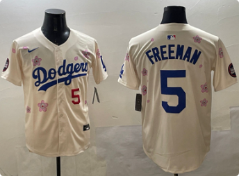 Men's Los Angeles Dodgers #5 Freddie Freeman Cream 2025 Tokyo Series Limited Stitched Baseball Jersey