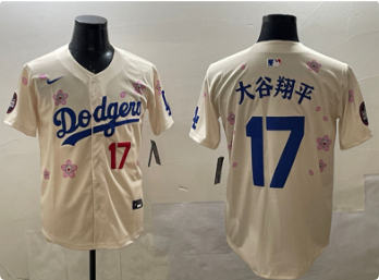 Men's Los Angeles Dodgers #17 大谷翔平 Cream 2025 Tokyo Series Limited Stitched Baseball Jersey