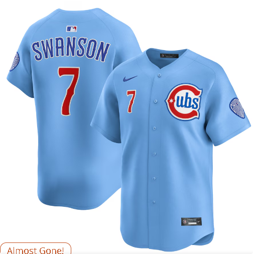 Men's Nike Dansby Swanson Baby Blue Chicago Cubs 2nd Alternate Limited Player Jersey