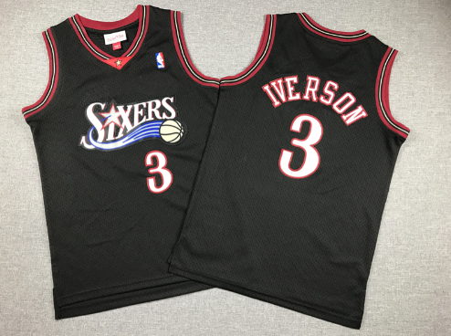 Men's #3 Allen Iverson Black Stitched Jersey