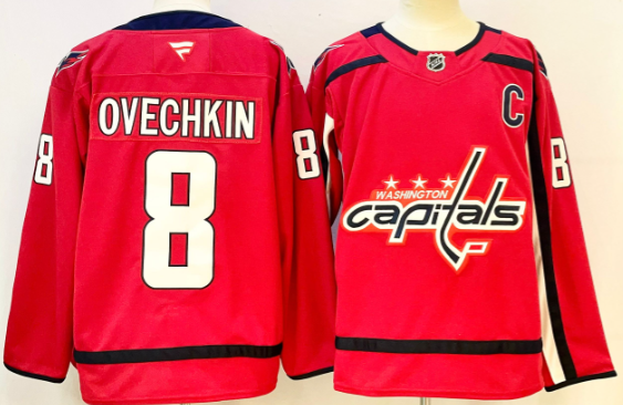 Capitals #8 Alex Ovechkin red Men Stitched NHL Jersey