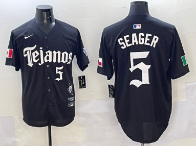 Men's Texas Rangers #5 Corey Seager Black Mexico 2025 Vapor Premier Limited Stitched Baseball Jersey