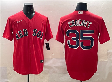 Men's Boston Red Sox #35 Garrett Crochet Red Cool Base Stitched Baseball Jersey