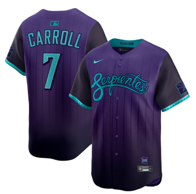 Men's Arizona Diamondbacks #7 Corbin Carroll Purple 2025 City Connect Limited Stitched Baseball Jersey