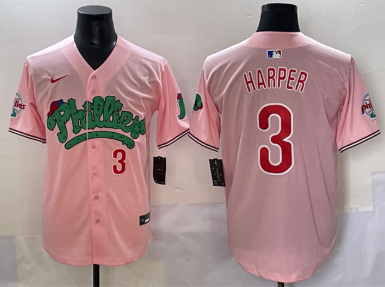 Men's Philadelphia Phillies #3 Bryce Harper Pink Phanatic Limited Stitched Jersey