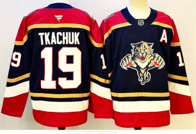Men's Florida Panthers #19 Matthew Tkachuk Black 2024-25 Home With A Patch Stitched Hockey Jersey