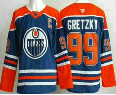 Men's Edmonton Oilers #99 Wayne Gretzky Blue Authentic Jersey
