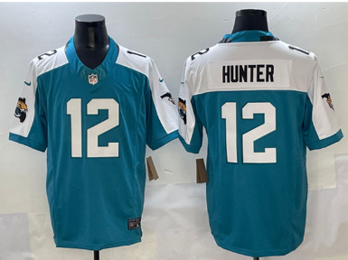 Men's Jacksonville Jaguars #12 Travis Hunter Teal White 2025 Draft F.U.S.E. Florida Patch Vapor Untouchable Football Stitched Jersey