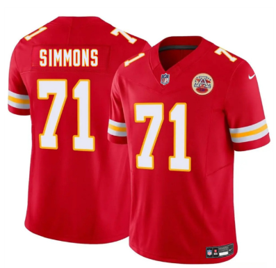 Men’s Kansas City Chiefs #71 Josh Simmons Red  Football Stitched Jersey