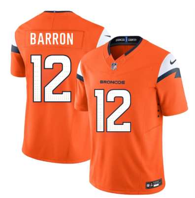 Men's Denver Broncos #12 Jahdae Barron Orange 2025 Draft F.U.S.E. Vapor Limited Football Stitched Jersey
