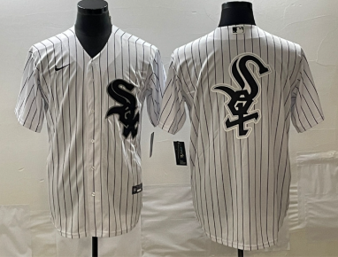 Men's Chicago White Sox White Team Big Logo Cool Base Stitched JerseyS