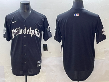 Men's Philadelphia Phillies Blank Black GOTHIC Vapor Limited Stitched Jersey