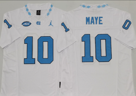 Men's North Carolina Tar Heels #10 Drake Maye   College Stitched Jersey