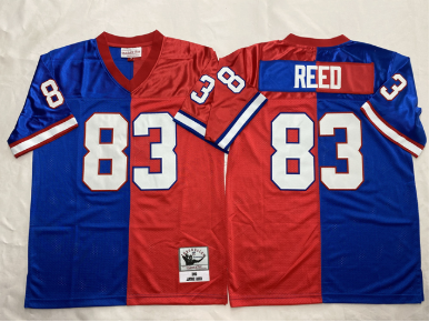 Men's Buffalo Bills #83 Andre Reed Blue Red Splite Throwback Stitched Jersey