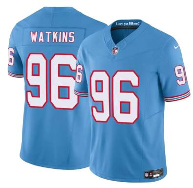 Men's Tennessee Titans #96 Carlos Watkins Blue 2025 F.U.S.E. Throwback Vapor Limited Football Stitched Jersey