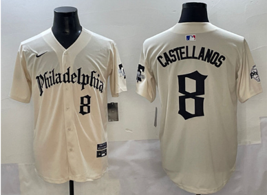 Men's Philadelphia Phillies #8 Nick Castellanos Cream Gothic Vapor Limited Stitched Jersey