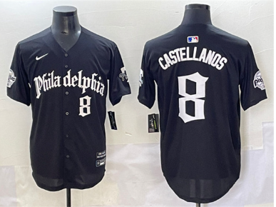 Men's Philadelphia Phillies #8 Nick Castellanos Black Gothic Vapor Limited Stitched Jersey