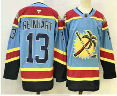 Men's Florida Panthers #13 Sam Reinhart Blue Reverse Retro Stitched Authentic Jersey