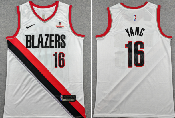 Men's Yang Hansen Basketball Portland Trail Blazers stitched Jersey