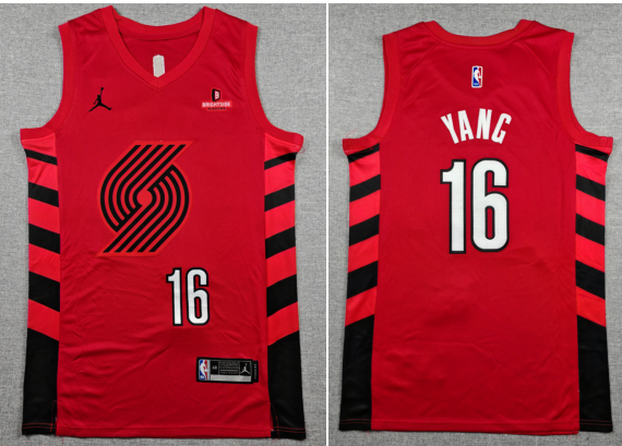 Men's Yang Hansen Basketball Portland Trail Blazers stitched Jersey