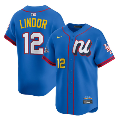 Men's National League #12 Francisco Lindor Blue 2025 All-Star Edition Limited Stitched Baseball Jersey