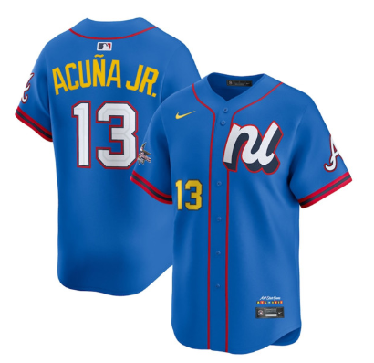 Men's National League #13 Ronald Acuna Jr. Blue 2025 All-Star Edition Limited Stitched Baseball Jersey