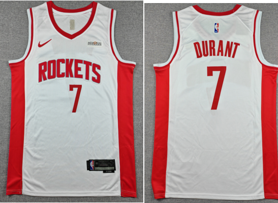 Men's Houston Rockets #7 Kevin Durant white Stitched Jersey