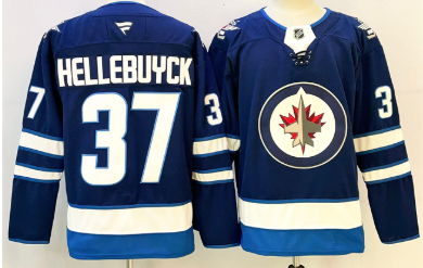 Men's Winnipeg Jets #37 Connor Hellebuyck Connor Hellebuyck Navy 2024-25 Home Stitched Hockey Jersey