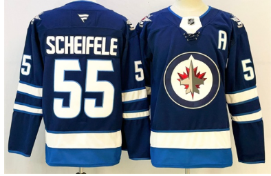 Men's Winnipeg Jets #55 Mark Scheifele Navy 2024-25 With A Patch Home Stitched Hockey Jersey