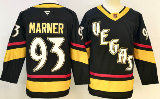 Men's Vegas Golden Knights #93 Mitch  Marner BLACK Stitched Hockey Jersey