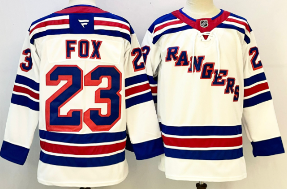 Men's New York Rangers #23 Adam Fox White 2025   Stitched Jersey