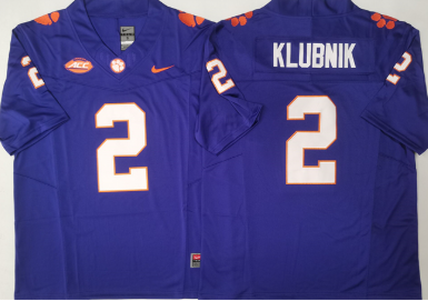 Men's Clemson Tigers #2 Cade Klubnik Purple F.U.S.E. Stitched Football Jersey