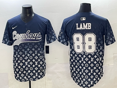 Men's Dallas Cowboys #88 CeeDee Lamb Navy Limited Stitched Baseball Jersey