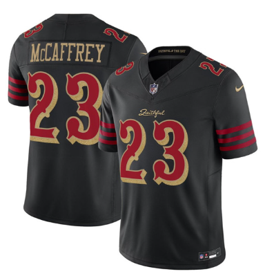 Men's San Francisco 49ers #23 Christian McCaffrey Black 2025 F.U.S.E. “Rivalries” Vapor Limited Football Stitched Jersey