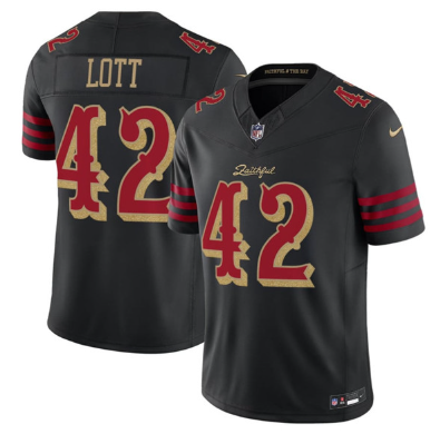 Men's San Francisco 49ers #42 Ronnie Lott Black 2025 F.U.S.E. “Rivalries” Vapor Limited Football Stitched Jersey