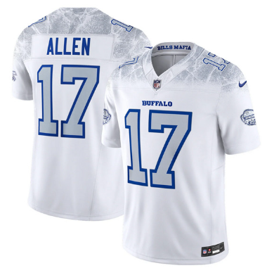 Men's Buffalo Bills #17 Josh Allen White 2025 F.U.S.E. “Rivalries” Vapor Limited Football Stitched Jersey