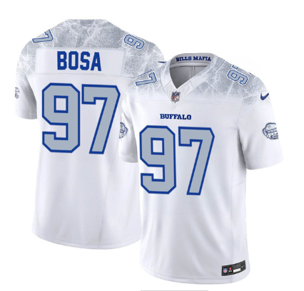 Men's Buffalo Bills #97 Joey Bosa White 2025 F.U.S.E. “Rivalries” Vapor Limited Football Stitched Jersey