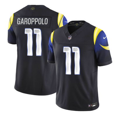 Men's Los Angeles Rams #11 Jimmy Garoppolo Black 2025 F.U.S.E. “Rivalries” Vapor Limited Football Stitched Jersey
