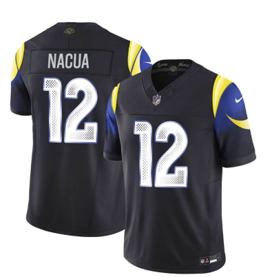 Men's Los Angeles Rams #12 Puka Nacua Black 2025 F.U.S.E. “Rivalries” Vapor Limited Football Stitched Jersey
